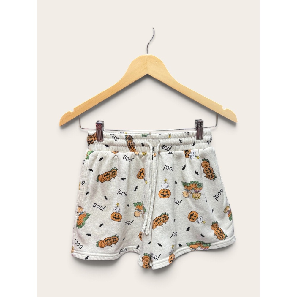 Peanuts Halloween Snoopy Pumpkin Lounge Shorts Cream XS